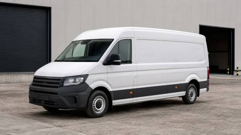 Weißer Transporter für den Ankauf und Export
